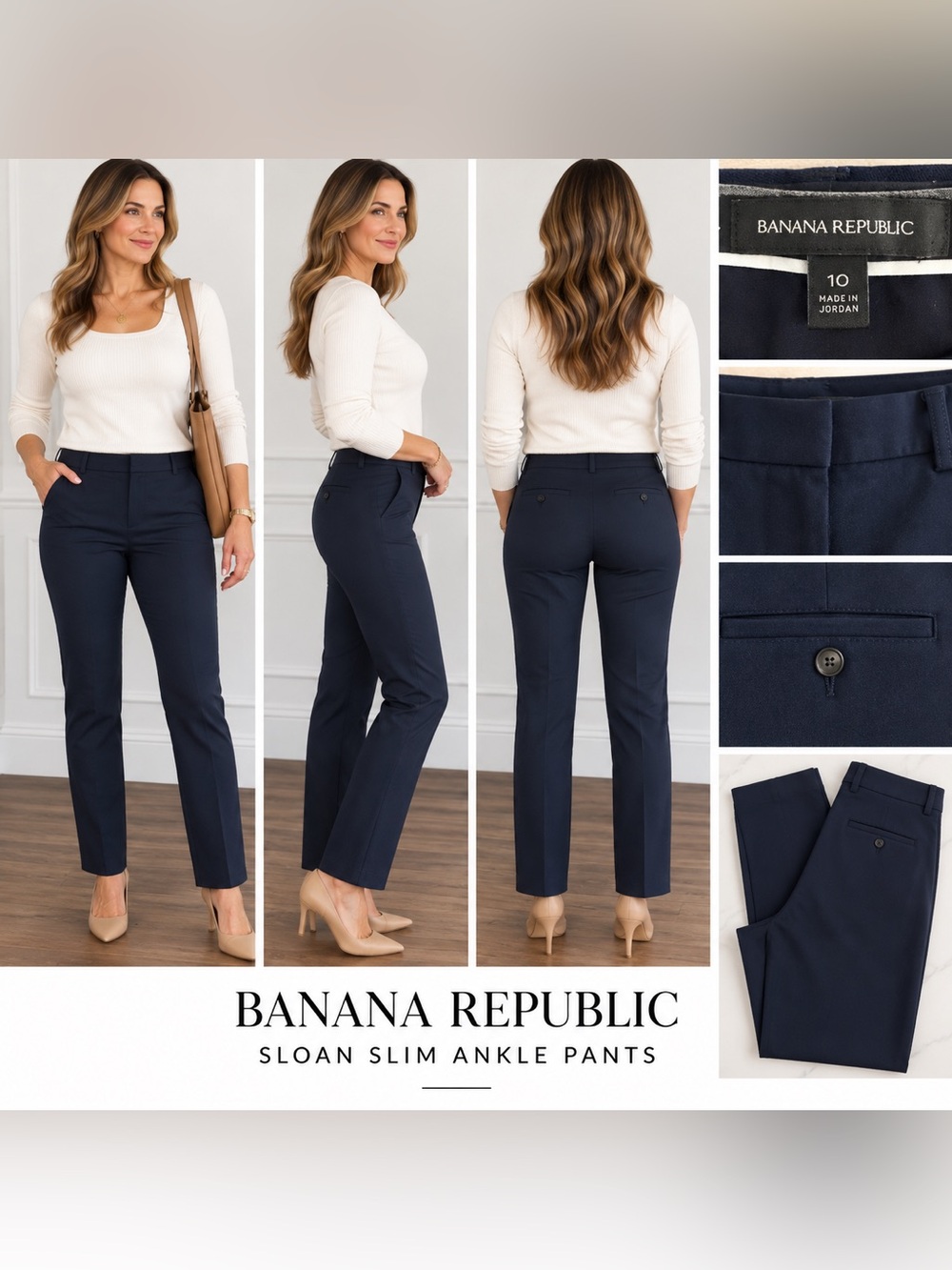 Banana Republic Sloan Slim stretch Ankle Pants 10 navy